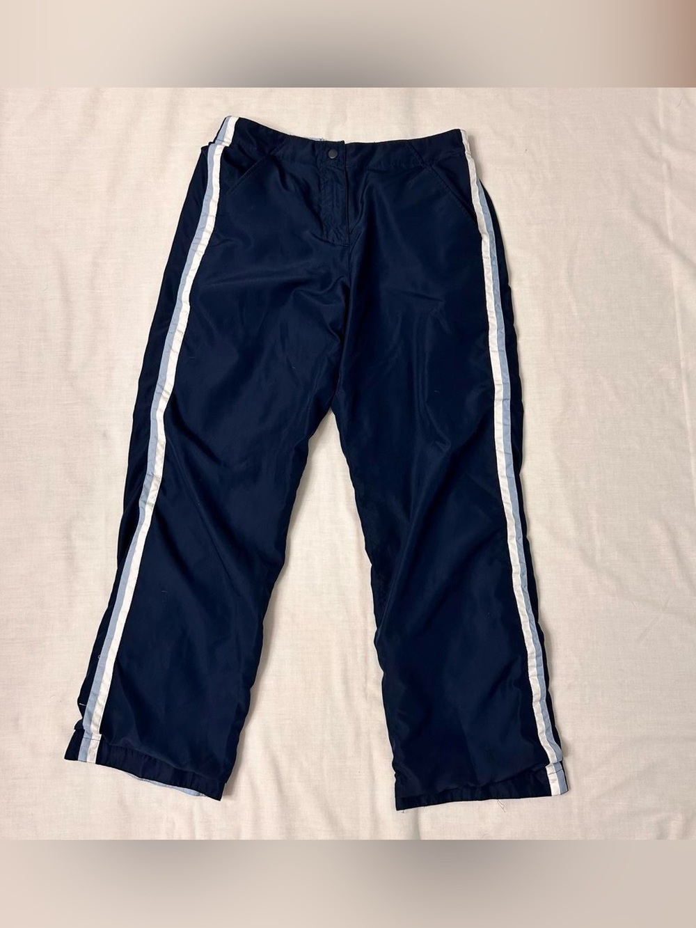 Vintage Navy Windbreaker Sweatpants w Light Blue Side Stripe by SB Active